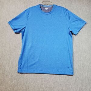 Lands End Shirt Men Large Blue Performance Serious Sweats Crew Neck Pullover Tee